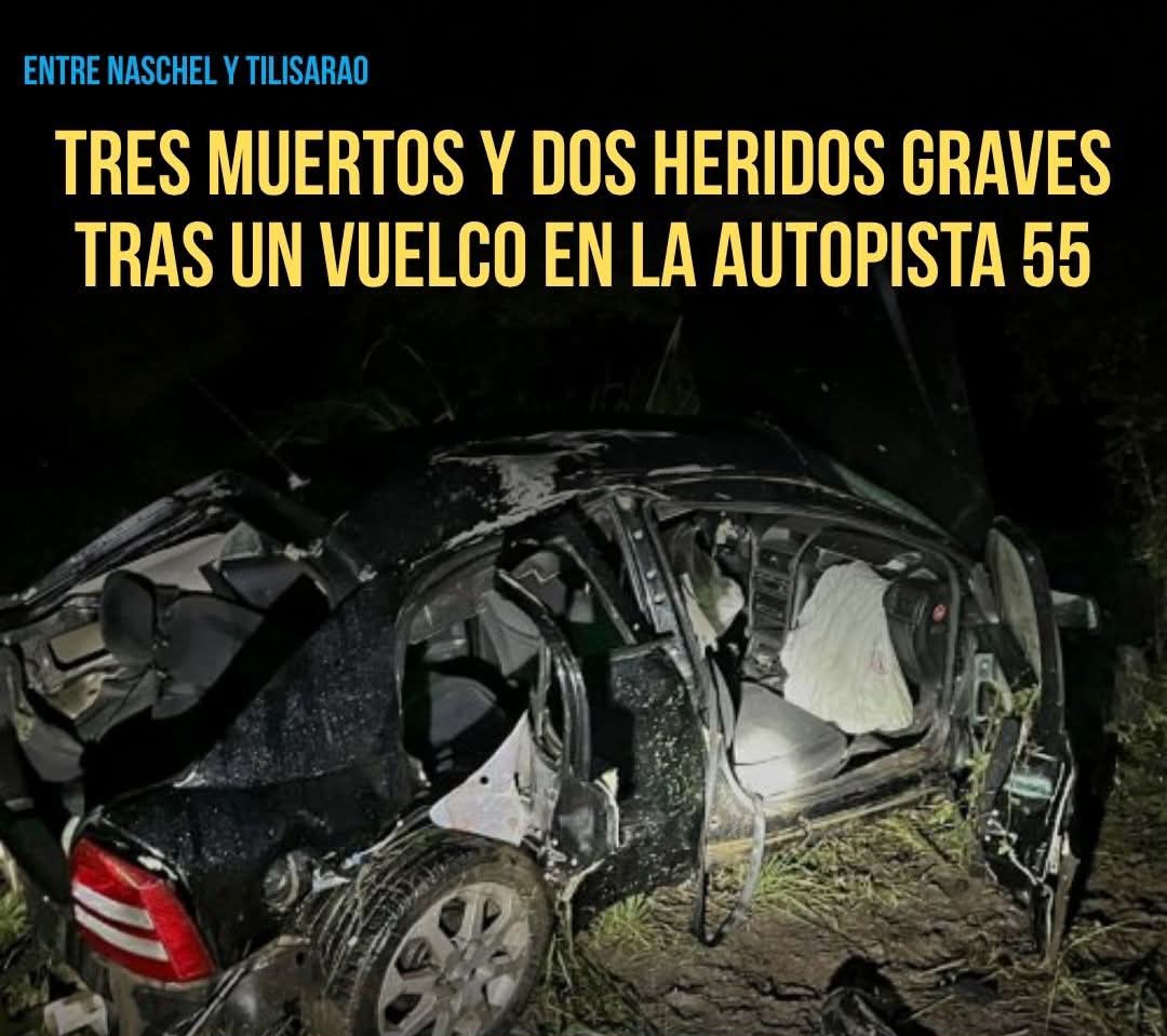 Tres muertos y dos heridos graves tras un vuelco en la Autopista 55