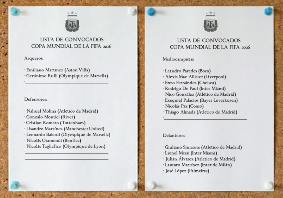 Argentina perfila su lista para el Mundial 2026