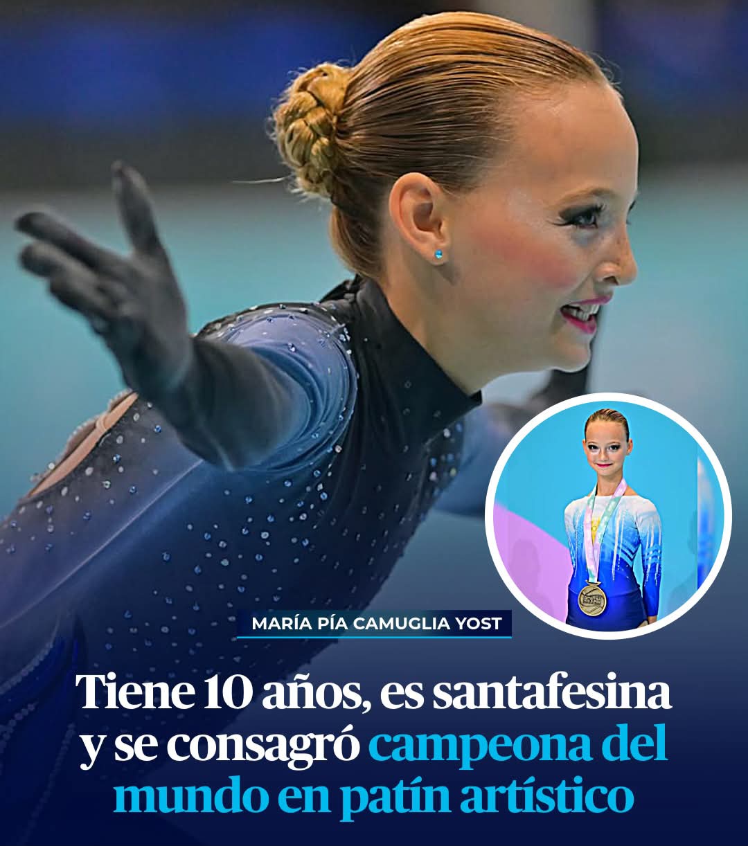 Una santafesina de 10 años, campeona del mundo en patín artístico