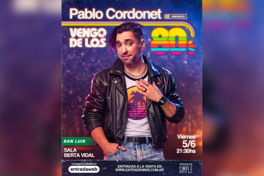 Pablo Cordonet presentará su show ‘Vengo de los 80’s en el Centro Cultural Puente Blanco